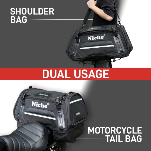 Bolsa Trasera para Motocicleta Niche, Resistente a la Intemperie, Cola de Tronco para Moto Deportiva y Moto de Calle, Tipo Universal - 60L (NMO-2211) - Imagen 5