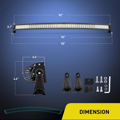 Nilight Barra de luces LED curva combinada de 52 pulgadas 300W, foco y luz de inundacion, lampara de conduccion LED para camiones, barcos, jeeps, 2 años de garantia - Imagen 2