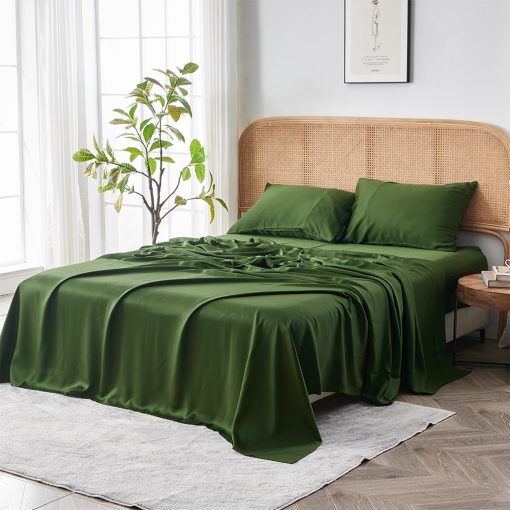 Juego de sabanas Sijo AiryWeight Tencel, 100% Lyocell derivado del eucalipto, Suave como la mantequilla, Ganador de las Mejores Sabanas Refrescantes de Architectural Digest 2022 - 4 piezas - 2 fundas de almohada 1 ajustada 1 superior (Forest, Full)