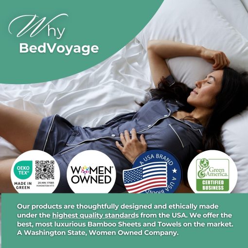 Juego de sabanas de bambu Queen BedVoyage 100% de viscosa - Sabanas refrigerantes para una comodidad suprema, transpirables y suaves con bolsillos profundos - 18? (Blanco) - Imagen 4