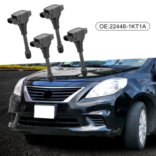 Bobina de Encendido para Automovil ABSOPRO 22448-1KT1A Repuesto Lado del Motor para Nissan Versa 2007-2018 Negro 4 piezas - Imagen 2