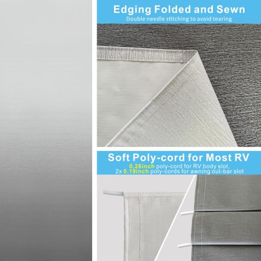 Retiro de Tela para Toldo de RV Dulepax (Tela de 19'2") Tela de Vinilo de 16 oz Resistente - Retiro de Toldo para RV Universal para todas las Marcas de Toldos - Gris Desvanecido Senior - Imagen 2