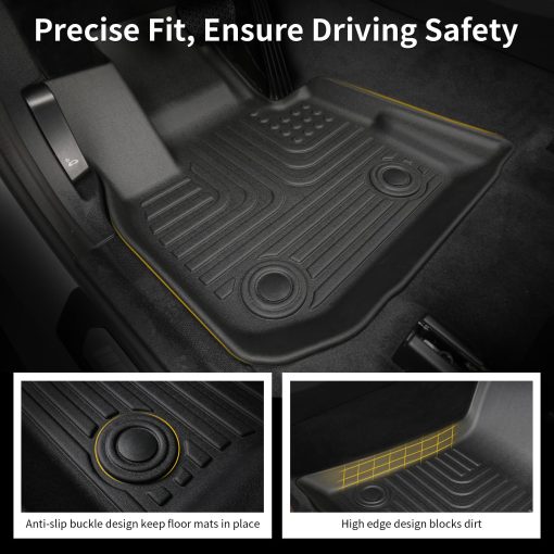 Tapetes para piso y protector de carga AZYT para GMC Terrain 2018-2024/Chevy Equinox 2018-2024 Juego de Forros Automotrices de TPE para Todo Clima Antideslizantes Impermeables Accesorios para Pisos (Tapetes de Auto+Tapete de Maletero) Negro - Imagen 2