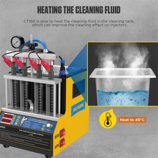 Limpiador de inyectores ultrasonico para 4 cilindros de automoviles y motocicletas AUTOOL, probador de inyeccion de gasolina, kit de limpieza - Imagen 6