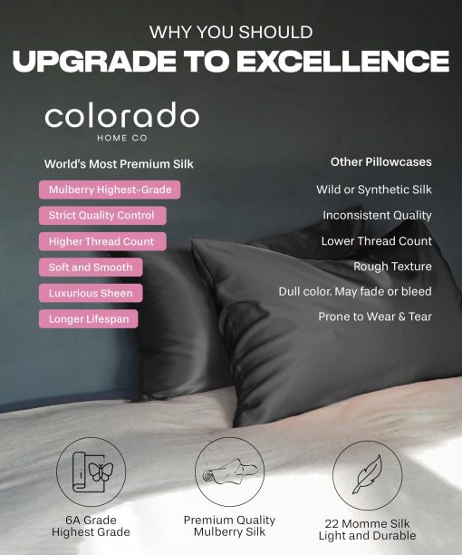 Funda de Almohada de Seda PREMIUM LUXSILK® | Juego de 2 Fundas de Almohada de Seda de Morera de 22 Momme | Tamaño Estandar, Queen, King, 100% Seda Pura en Todos los Lados para Parejas, Cierre de Cremallera [Champagne Nude] - Imagen 7