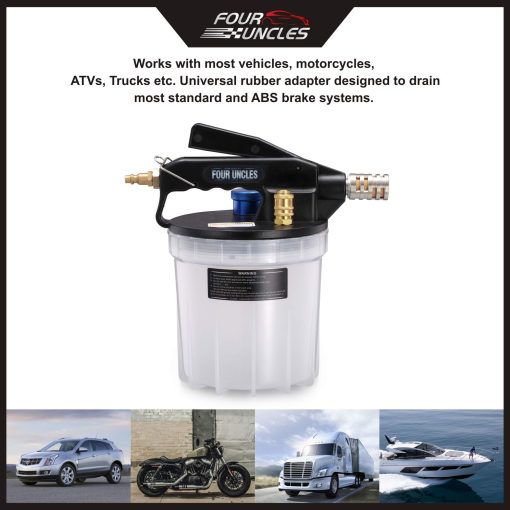 FOUR UNCLES Kit de Sangrado de Frenos al Vacio de 2L - Kit de Sangrado de Frenos al Vacio con Extractor de Fluido de Frenos de 2L y Botella de Relleno de 1L - Imagen 3