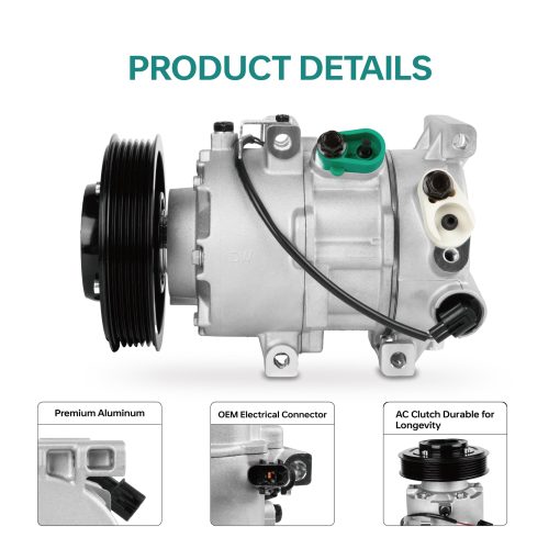 Compresor y embrague de aire acondicionado automotriz universal CO 20765C apto para Hyundai Accent y Kia Rio 1.6L 2012-2017 - Imagen 6
