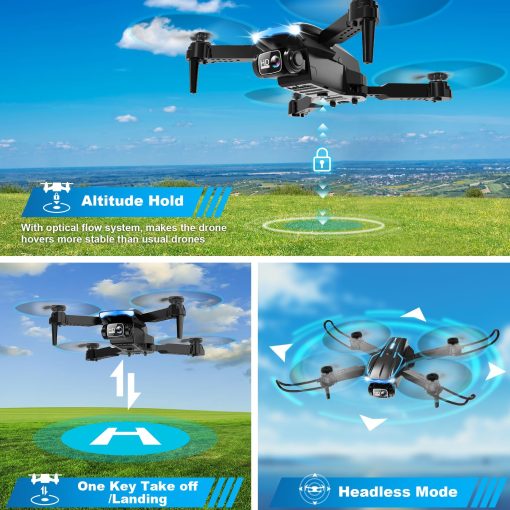 Mini Drone con Camara, Drone FPV Plegable con Altitud Estable, Control de Gravedad, Seguimiento Automatico, Vuelo de Trayectoria, Lente Ajustable de 90?, Despegue con una Tecla, 2 Baterias, Drones para Adultos y Ninos - Imagen 5