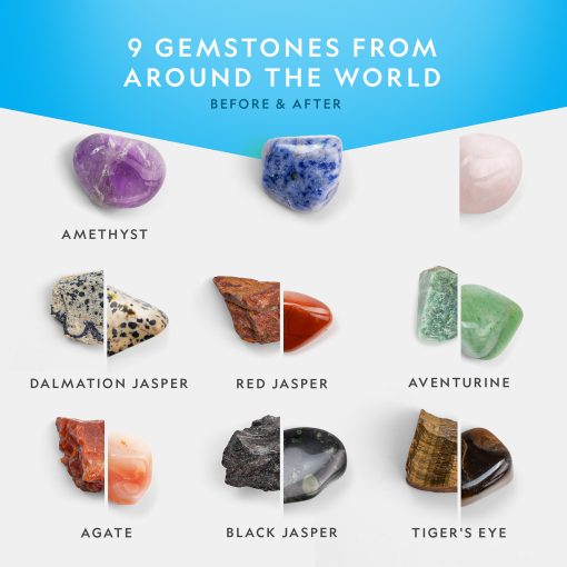 Kit de Pulido de Piedras National Geographic - Edicion Hobby Incluye Piedras Preciosas Brutas y 4 Arenas de Pulido, Gran Kit de Ciencia STEM para Entusiastas de la Geologia, Pulidor de Piedras para Ninos y Adultos - Imagen 7
