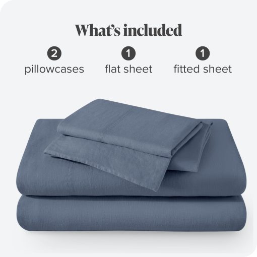 Juego de sabanas completa Bare Home - Sabanas de lino 100% de lujo para cama Full - Bolsillos profundos - Ajuste facil - Juego de 4 piezas - Sabanas y fundas de almohada (Full, indigo) - Imagen 7