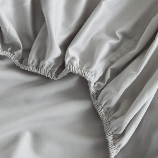 Juego de sabanas 100% algodon saten tamaño Queen - 4 piezas 15" bolsillo profundo Gris sabanas con fundas de almohada - Suave tejido saten, lujoso juego de ropa de cama de 400 hilos (Queen, Gris Niebla) - Imagen 2