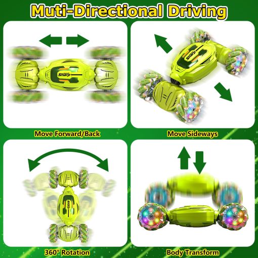 NESTALK Coche de Acrobacias RC con Sensor de Gestos para Ninos de 6 a 12 Anos, Coche Controlado por Mano de 2.4GHz con Luces y Musica Rotacion de 360? Traccion a las Cuatro Ruedas, Regalos de Cumpleanos Geniales para Ninos de 6 a 12 anos - Imagen 2