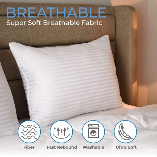 Paquete de 10 Almohadas de Lujo para Cama Queen, Almohadas para Dormir con Funda de Algodon, Almohadas de Hotel en Gran Cantidad para Durmientes de Lado, Espalda y Estomago, Juego de Almohadas de Microfibra Alternativa Suave Lavable, Set de 10 - Imagen 8