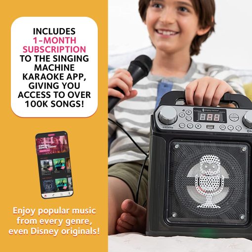 Maquina de Karaoke Portatil Singing Machine con Microfono con Cable, Bluetooth, Luces LED - Para Adultos y Ninos - Imagen 5