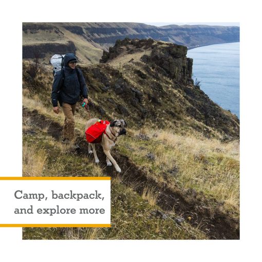 Mochila para perros Ruffwear Palisades, paquete de senderismo de varios dias con alforjas e hidratacion, Rojo Sumac, Tamaño Mediano - Imagen 2