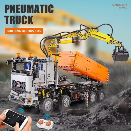 Set de Construccion de Grua de Camion Neumatico Mould King 19007 para Ninos, 2819 Piezas Bloques de Construccion Camion de Control Remoto APP Vehiculos de Construccion Modelo con Motor, Juguetes de Ingenieria STEM para Ninos de 8 anos+/Adulto - Imagen 2