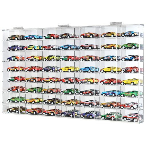 Exhibidor de 56 Compartimentos para Autos de Juguete a Escala 1/64 con Ruedas Matchbox Hot Wheels Gabinete de Pared con Puerta - AHW64-56 - Imagen 8