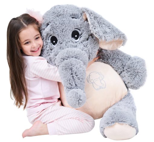 Peluche gigante de elefante IKASA Juguetes de peluche suaves regalos (Gris, 39 pulgadas)