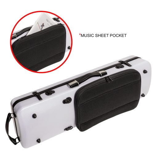 Estuche de Violin Clasico Oblongo de Policarbonato MI&VI NP-7006 (Tamano Completo) 4/4 con Correas de Transporte | Higrometro | Estuche Resistente - por MI&VI MUSIC (Blanco) - Imagen 3