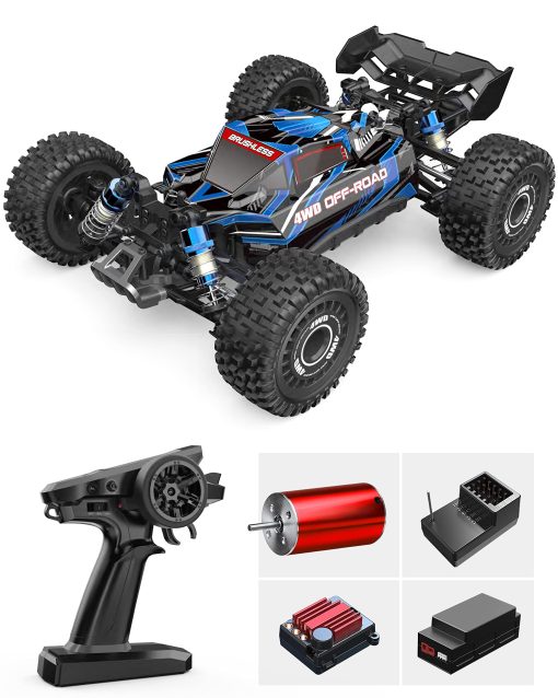 TesPower MJX Hyper GO 16207 con bateria 3S 1/16 RTR Coches RC Brushless, Coche RC rapido de 62KM/H, Coches de Control Remoto 4WD Todo Terreno para Adultos, Hobby RC Buggy Electrico Regalo para Nino