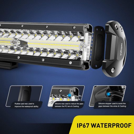 Nilight Barra de Luces LED de 12 Pulgadas 300W Triple Fila de Inundacion Spot Combo, Carcasa de Aluminio, Impermeable IP67, 30000LM, Garantia de 2 Anos - Imagen 4
