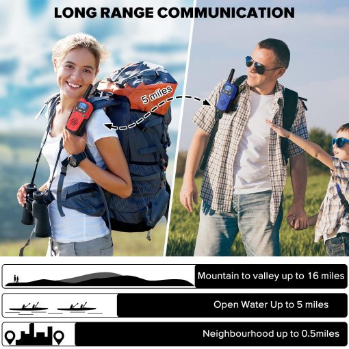 Walkie Talkies para Adultos - WokTok Radio de Largo Alcance para Camping Senderismo Accesorios de Senderismo Equipo de Camping Regalo de Navidad Cumpleanos para Ninos, Sirena de SOS, Alerta Meteorologica NOAA, 3 Radios - Imagen 5