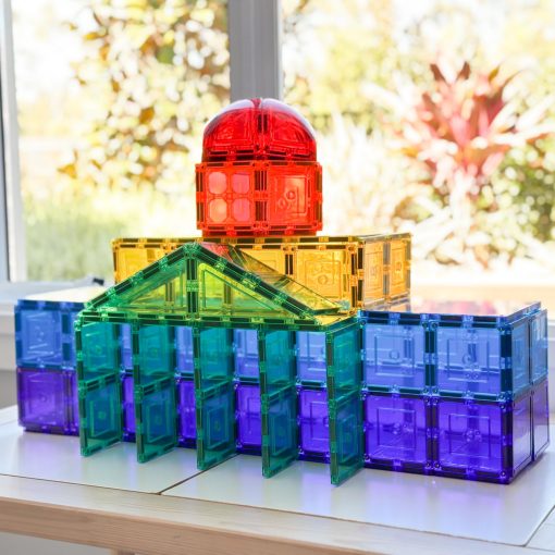 Juego de 110 piezas de azulejos magneticos Lean & Grow Toys para ninos Conjuntos de construccion de azulejos magneticos 3D Bloques de construccion Regalos educativos de STEM para ninos y ninas pequenos - Imagen 7