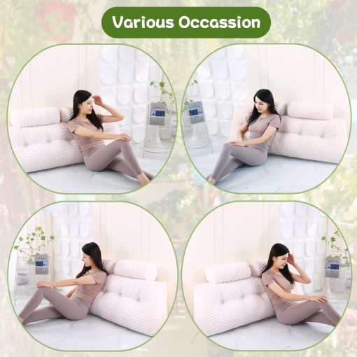 Almohada con Cabecero en Forma de Cuna Ziihome + 2 Almohadas Cilindricas Almohada en Cuna Almohada para Portatil Almohada de Juegos Almohada de Lectura para Cabecero Gran Cojin de Soporte para Sentarse en la Cama Respaldo - Imagen 6