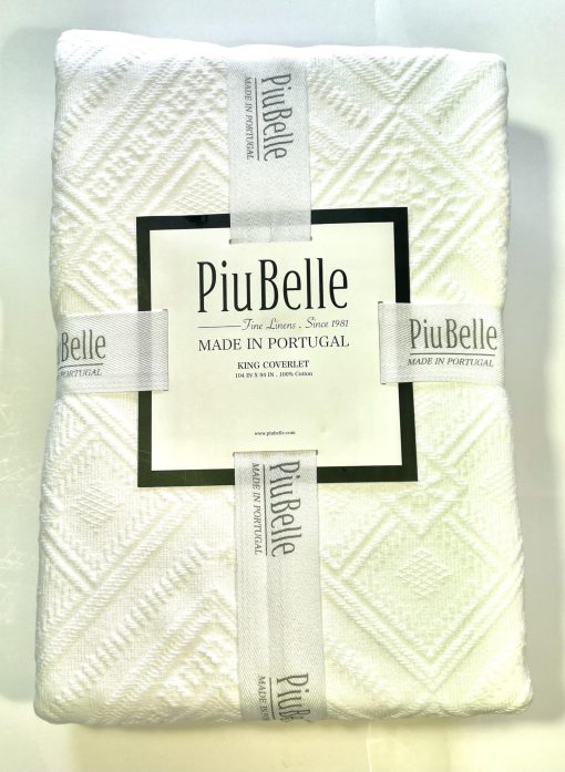 HOME GOODS Piubelle Piu Belle Portugal 100% Algodon-Hotel Lujo Matelasse Todas Las Estaciones, Cubrecama Ligero de Colcha Texturizado con Patrones en Relieve (King (Estandar EE. UU.), Cassandra), Blanco - Imagen 4