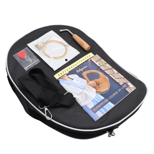 Ladyacces Lira Arpa, 16 Cuerdas de Metal Silla de Hueso Caoba Lira Arpa con Llave de Afinacion, Cuerdas de Repuesto, Puas, Manual y Bolsa de Transporte LC-20 - Imagen 6