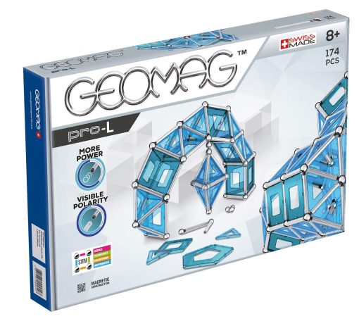 Juego de Construccion y Ingenieria Magnetica GEOMAG Pro-L ULTIMATE de Fabricacion Suiza 174 Piezas para Niños de 8+ años, Varillas y Conectores, Juguete Educativo STEM Montessori, Creatividad, Diversion de Ingenieria