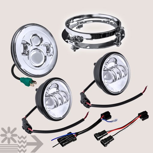 Faros LED de 7 pulgadas TRUE MODS con Luz de Paso de 4.5 pulgadas para Harley Davidson + Soporte de Montaje [Acabado Cromado] [4500 lm] [Plug n Play] Touring Dyna Electra Glide Road King Softail Fatboy Road Glide Street Glide - Imagen 9