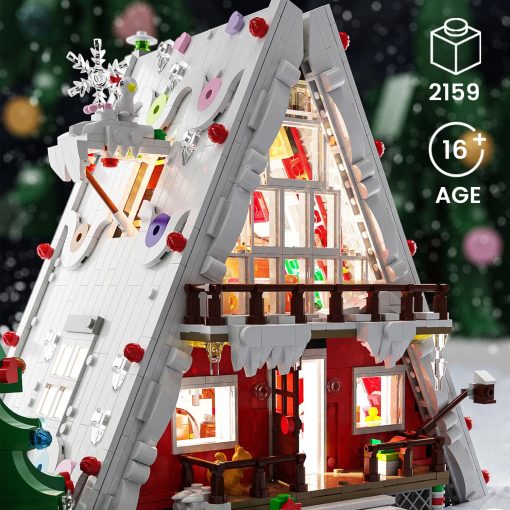 Casa de Cabana Navidena con arboles en el Bosque - Set de 2159 Piezas de Bloques de Construccion de Pueblo Navideno, Kit de Micro Bloques Regalos para Adolescentes y Adultos, Perfecto para la Decoracion Navidena - Imagen 2