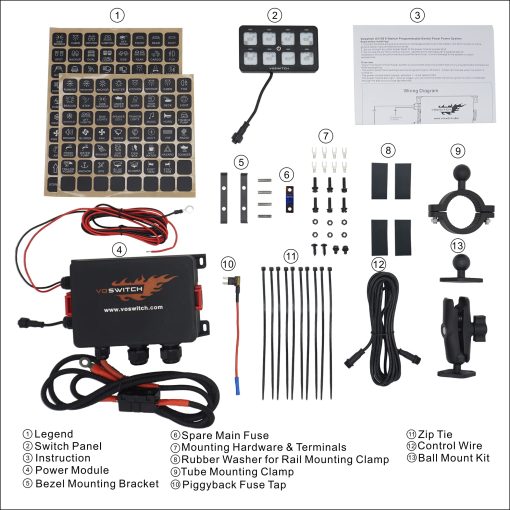 Panel de Interruptores Voswitch UV100 8 Gang Sistema de Control de Potencia para Camion UTV Lado a Lado Barco Uso de Bateria de 12V - Imagen 2