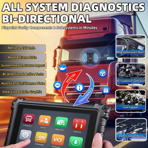 Autel MaxiSys MS909CV 2024 Escaner de Camiones Pesados Top para Autos Comerciales Semi, Actualizacion de MS908CV con Diagnostico Inteligente, 48+ Servicios Reprogramacion de ECU J2534 y Codificacion Prueba Activa Topologia 2.0 - Imagen 6