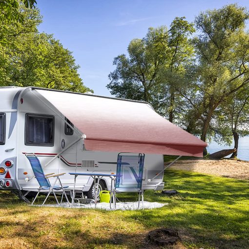 Tela de repuesto para toldo de RV Suncode a prueba de agua universal para camperos, remolques y autocaravanas - Toldo de repuesto de RV de vinilo de grado premium 18' (Tela de 17'2") - Color Borgoña Degradado