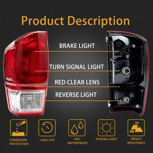 MiKaFex Housing de Luz Trasera Izquierda Compatible con 2016-2022 Toyota Tacoma con Lampara de Freno Con Bombilla Reemplaza 8156004170 TO2800197 - Imagen 2