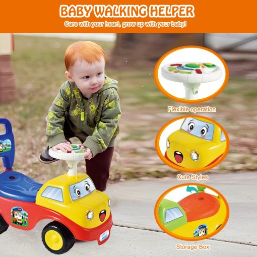 Carros de Montar para Ninos HAHONIA, Coche Deslizante con Musica y Almacenamiento Inferior, Juguete para Ninos de 36 Meses + Ninos Pequenos 51x25x45cm - Imagen 6