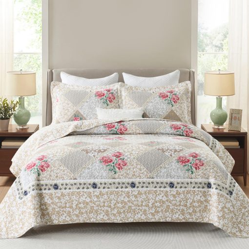 Colcha de Cama Extragrande Finlonte 102x120 Pulgadas - Colcha de Cama Queen Extragrande 100% Algodon, Colcha Acolchada Extragrande de Estilo Campestre, Cubrecama Reversible Ligero, Juego de Ropa de Cama, Marron/Gris - Imagen 7