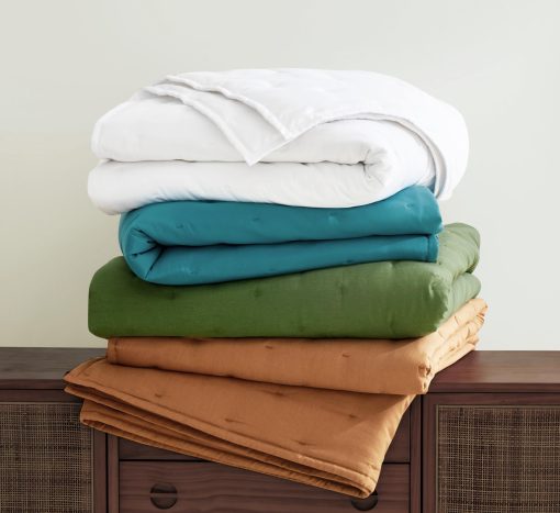 Juego de Edredon Chezmoi Collection de Tencel Modal Mezcla Tamano King, Verde Bosque - Edredon Ligero Suave con Diseno de Puntada en Forma de Luna para Todas las Estaciones - Imagen 9