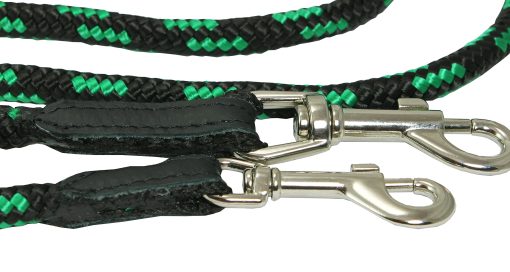 Correa de perro ajustable multifuncional de cuerda 42"-70" (Mediano; 0.4" (10mm) de diametro, Verde/Negro) - Imagen 3