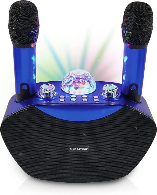 Maquina de Karaoke Singsation, Sistema Portatil Bluetooth 5.0 para Hogar para Ninos y Adultos, 2 Microfonos Inalambricos, Increibles Efectos de Sonido y Shows de Luces Disco, Luces FX, Sonido FX, Eco FX, USB y Micro SD