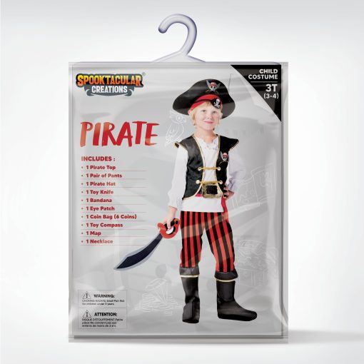 Disfraz Pirata Rojo Deluxe para Ninos de Spooktacular Creations para Halloween Vestirse - M - Imagen 6