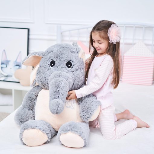 Peluche gigante de elefante IKASA Juguetes de peluche suaves regalos (Gris, 39 pulgadas) - Imagen 3