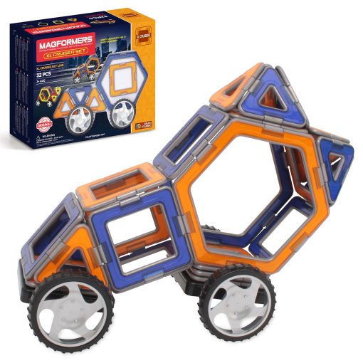 Conjunto de Coches Magformers XL Cruisers (32 piezas) Bloques Magneticos de Construccion, Juego Educativo de Azulejos Magneticos, Juguete de Construccion Magnetica STEM que incluye ruedas