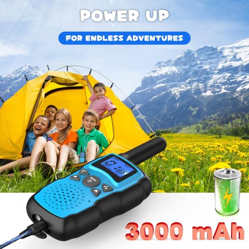 Walkie Talkies para Ninos Recargables de Largo Alcance, Regalo de Navidad Cumpleanos para Ninos Ninas de 4 5 6 7 8 9 10 Anos, Equipo de Camping Senderismo Juegos Juguetes con linterna, VOX, Facil de Usar, Paquete de 4 - Imagen 3