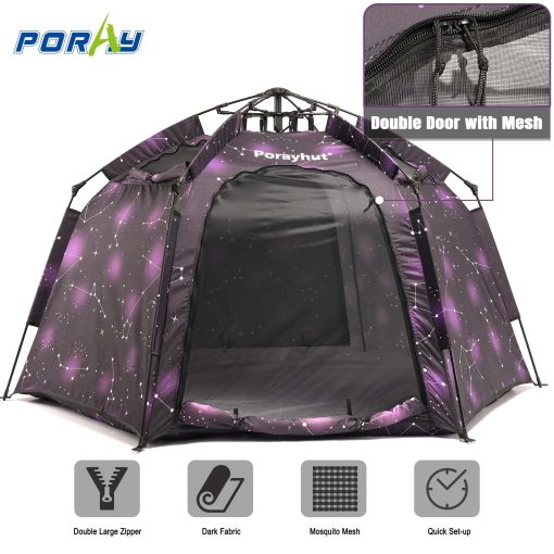 Tienda de campaña hexagonal portatil para niños con luces LED Tienda de juegos interior Casa de juegos para niños Facil montaje Tienda de ensueño para la noche. Tienda grande para 4-5 personas y regalos de cumpleaños - Imagen 5