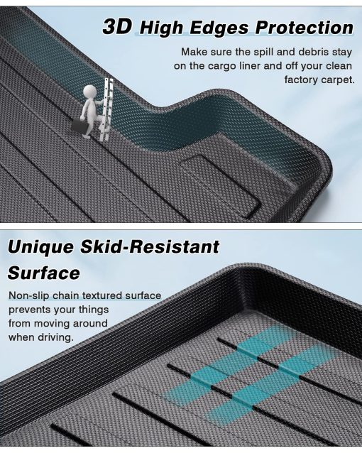 Forro a medida Mixsuper para maletero Jeep Cherokee 2014-2022 Alfombrilla Antideslizante Duradera para Maletero Trasero Negro (No apto para Jeep Grand Cherokee) - Imagen 3
