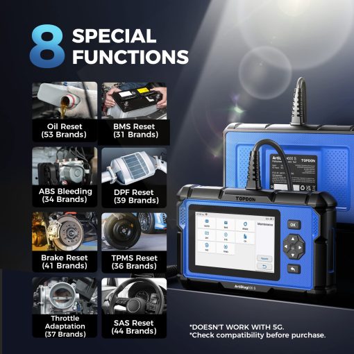 Escaner OBD2 TOPDON AD600S, Lector de Codigos, Escaner de Diagnostico para ABS/SRS/at/Motor, 8 Servicios de Reinicio, Reinicio de Aceite/Freno/BMS/SAS/DPF/TPMS/ABS Sangrado/Adaptacion del Acelerador, Actualizacion de Por Vida Gratis - Imagen 2