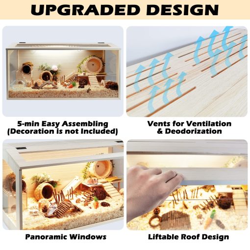 Jaula de hamster Prolee de Madera Extra Grande para Ratones y Ratones con Tapa Abierta y Laminas Acrilicas, Construccion Solida (24 Pulgadas) - Imagen 3